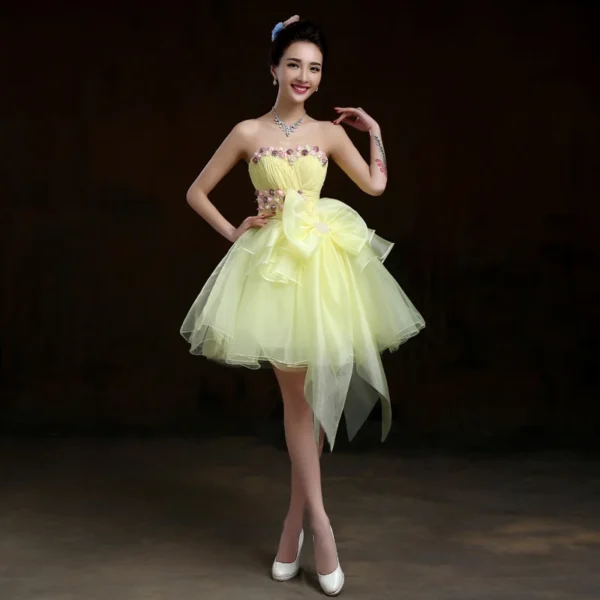 Yellow bridesmaid dresses for parties, balls, and performances - Image 2