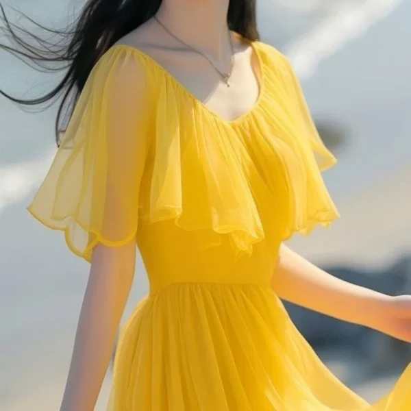 Elegant Yellow Bridesmaid Dresses for Summer, Casual Beach Holiday Wear