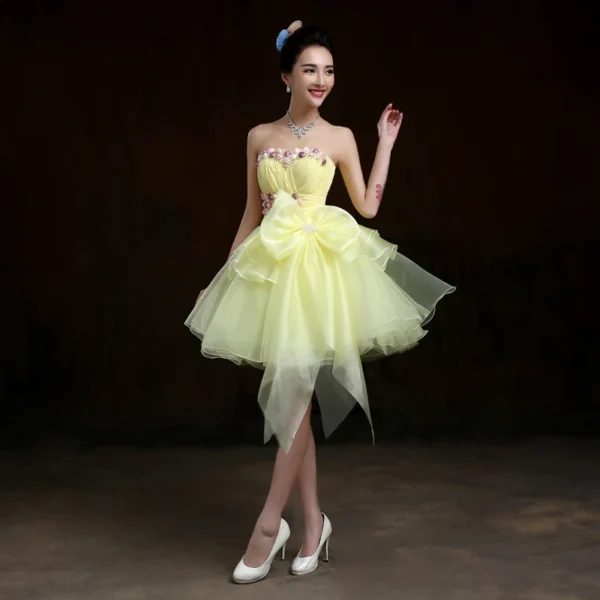 Yellow bridesmaid dresses for parties, balls, and performances - Image 3