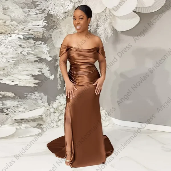 Customized Brown Bridesmaid Dresses with Split for Formal Parties & Birthdays