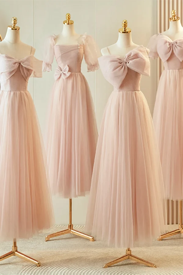 Bridesmaid Dresses Pink Long Gown Princess Banquet Party Dress - Image 5