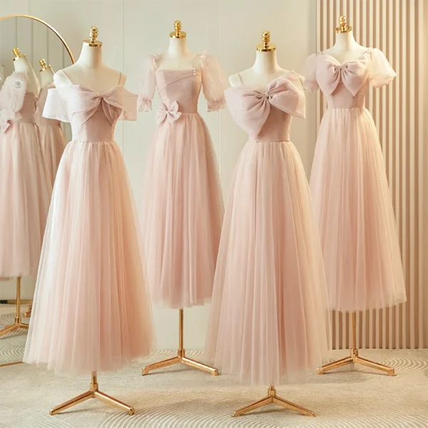 Bridesmaid Dresses Pink Long Gown Princess Banquet Party Dress