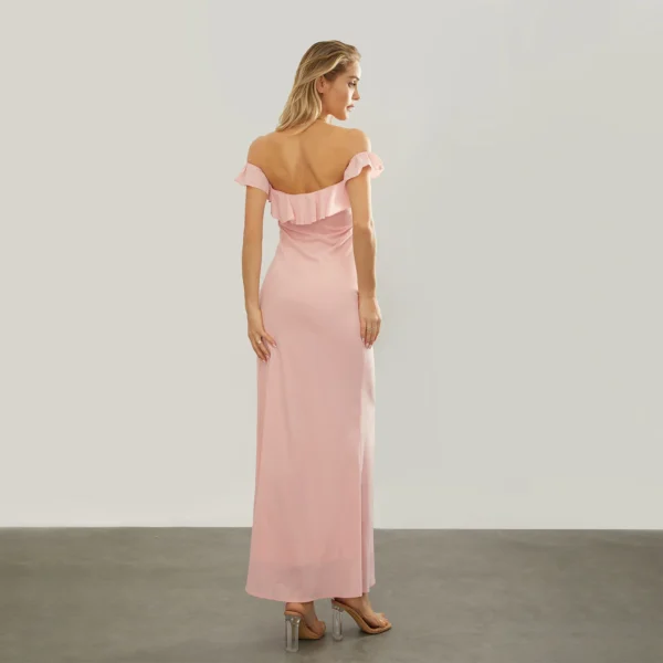 Pink Bridesmaid Dresses: Backless, Strapless Ruffle Summer Evening Dress - Image 2